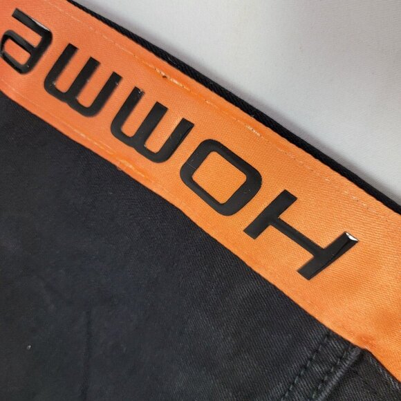 Homme + Femme Black Denim Jeans Size 26 Logo Side Stripe Orange Pink NEW NIB - Picture 6 of 12